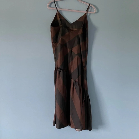 New! Cynthia Rowley Olivia striped slip midi Dress black brown nwt 18421 - Picture 6 of 11